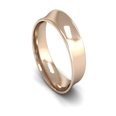 9ct Rose Gold Concave Wedding Ring 7mm - Light Weight