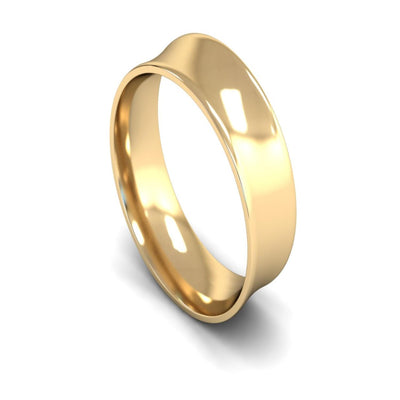 14ct Yellow Gold Concave Wedding Ring 7mm - Light Weight