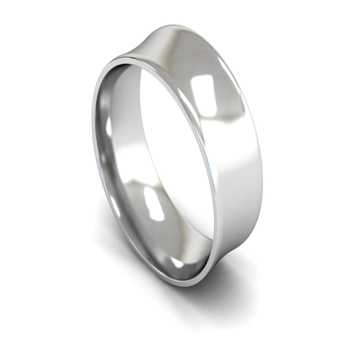 18ct White Gold Concave Wedding Ring 8mm - Light Weight