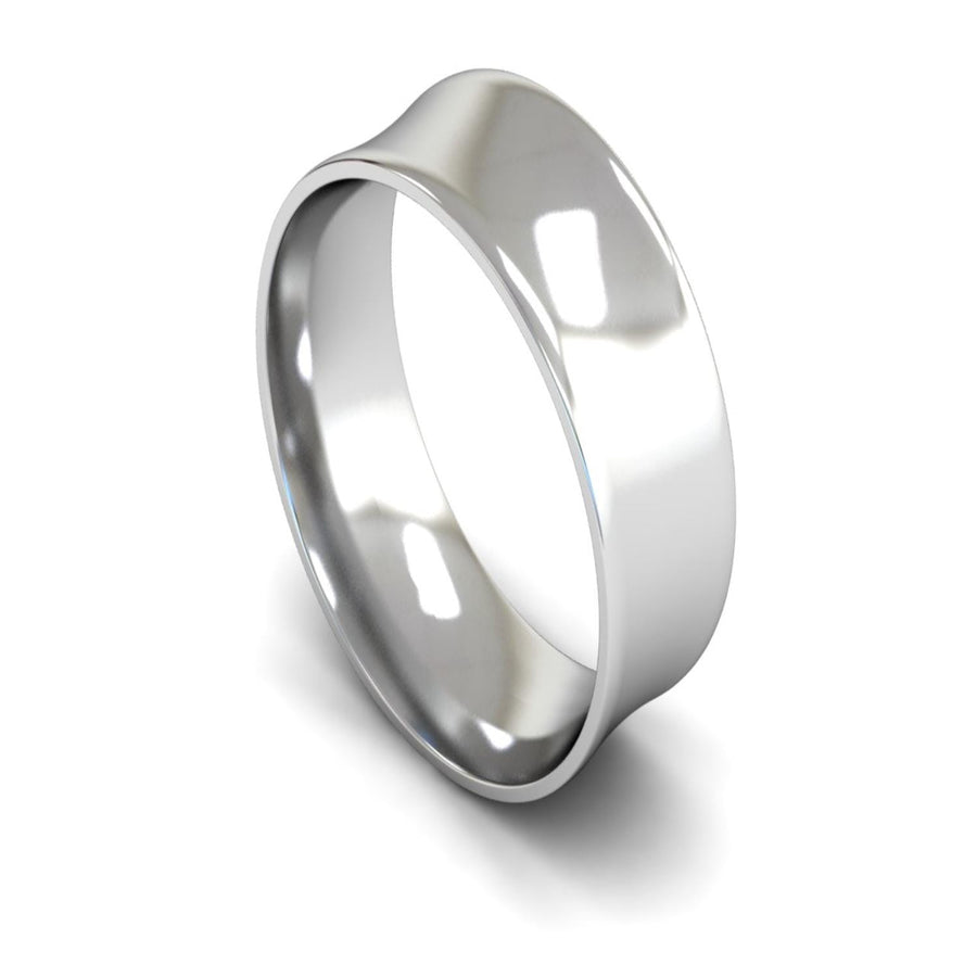 18ct White Gold Concave Wedding Ring 8mm - Light Weight