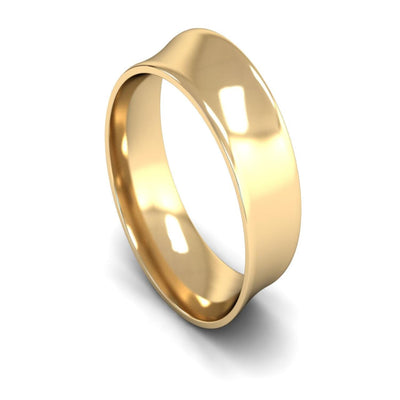 18ct Yellow Gold Concave Wedding Ring 8mm - Light Weight