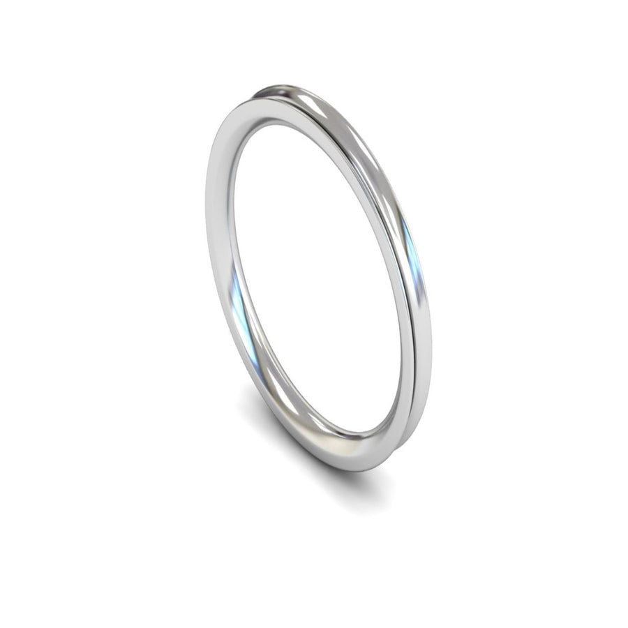 Platinum Concave Wedding Ring 2mm - Medium Weight