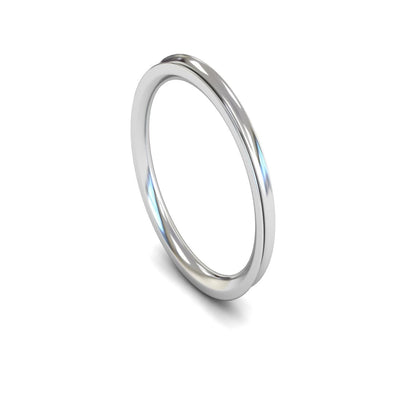 18ct White Gold Concave Wedding Ring 2mm - Medium Weight