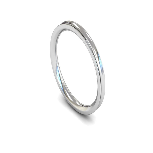 14ct White Gold Concave Wedding Ring 2mm - Medium Weight
