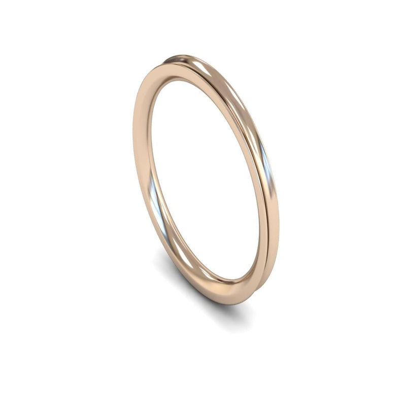 14ct Rose Gold Concave Wedding Ring 2mm - Medium Weight