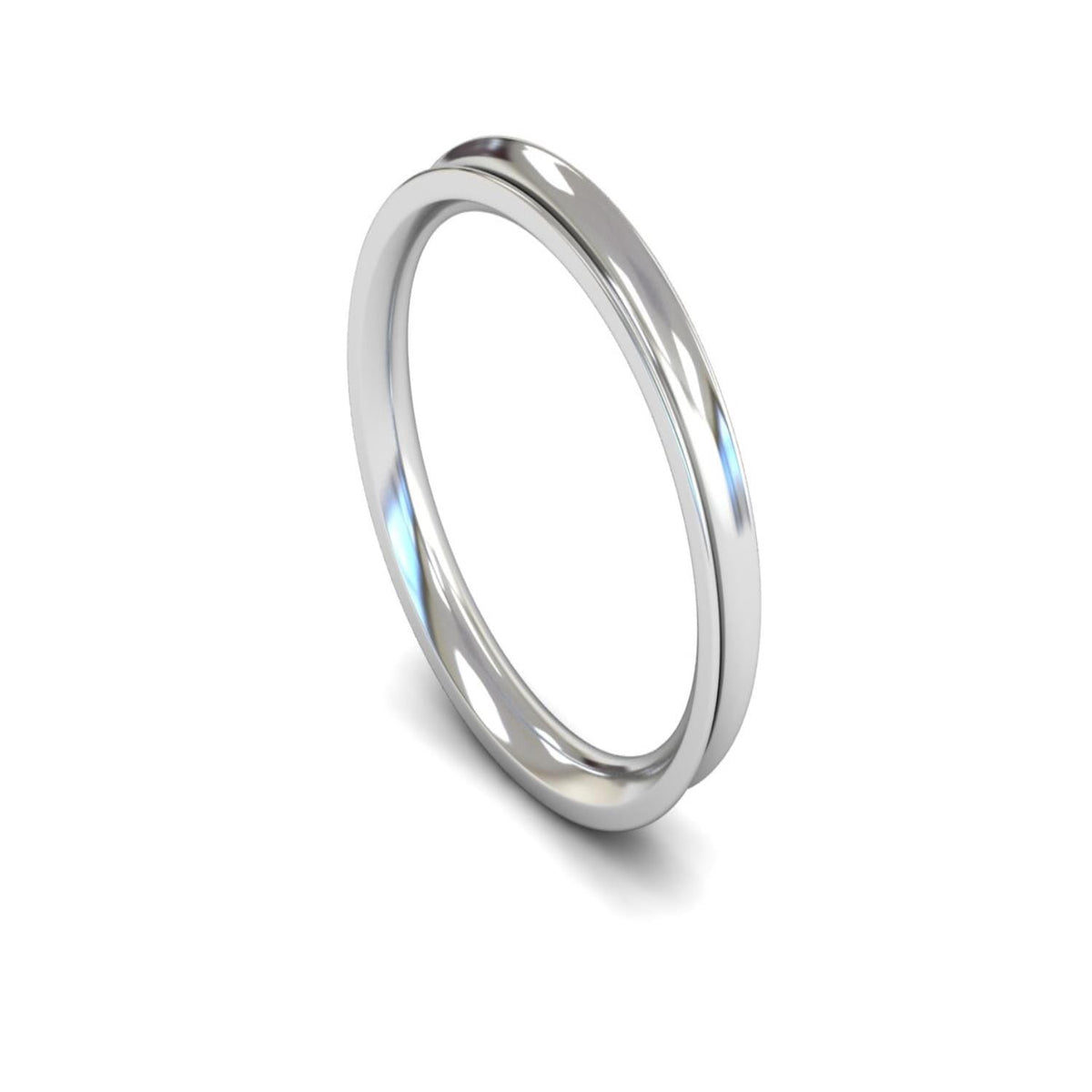 Platinum Concave Wedding Ring 2.5mm - Medium Weight