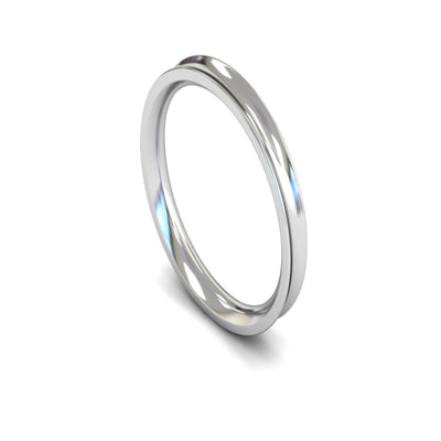 Platinum Concave Wedding Ring 2.5mm - Medium Weight