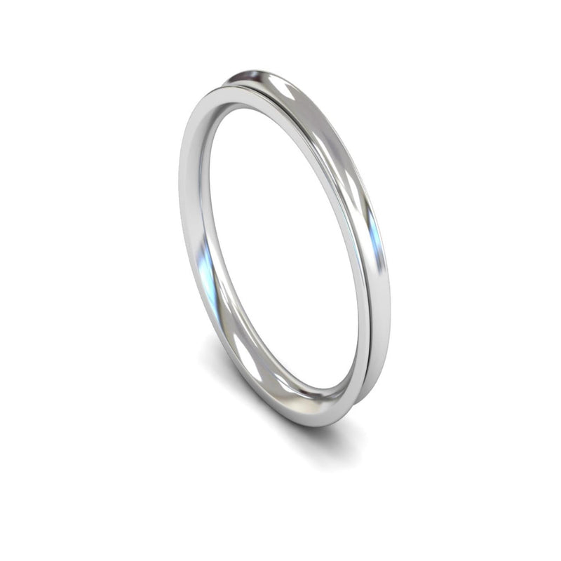 Platinum Concave Wedding Ring 2.5mm - Medium Weight