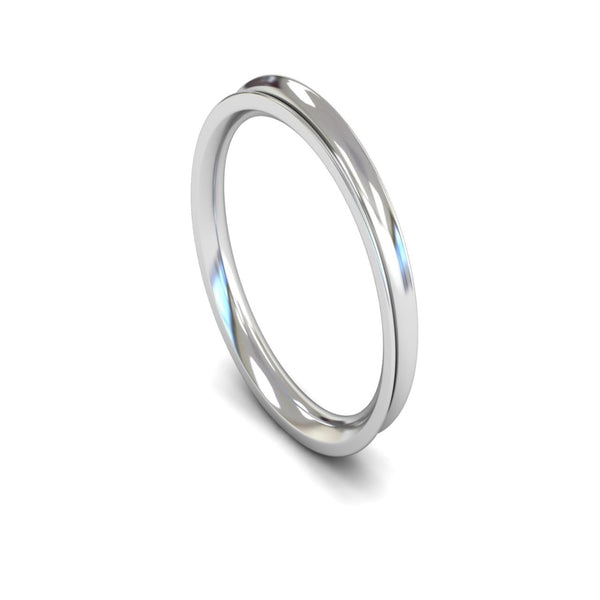 14ct White Gold Concave Wedding Ring 2.5mm - Medium Weight