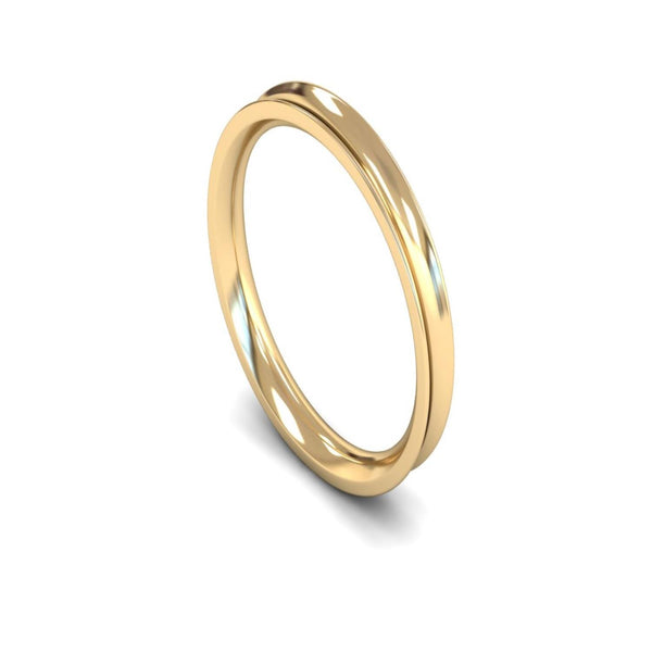 14ct Yellow Gold Concave Wedding Ring 2.5mm - Medium Weight