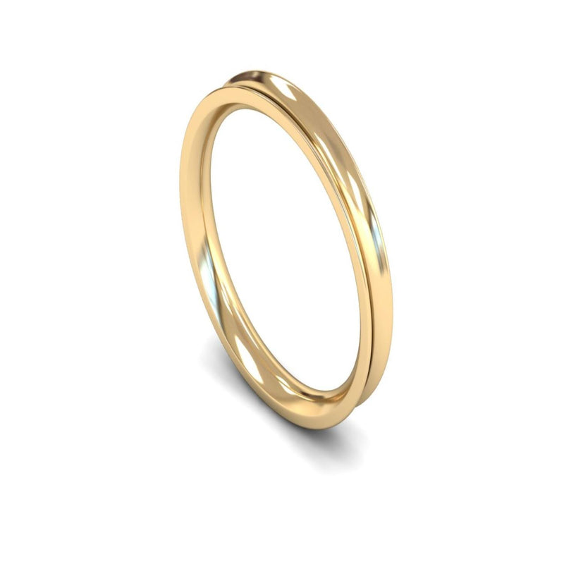 14ct Yellow Gold Concave Wedding Ring 2.5mm - Medium Weight