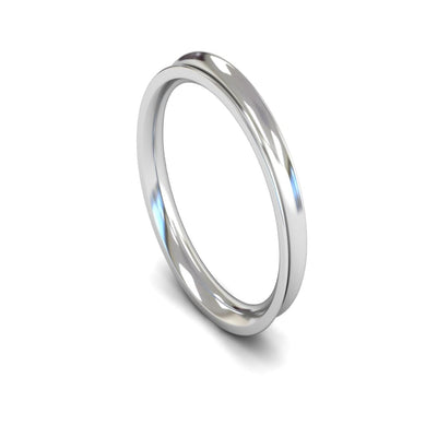 Platinum Concave Wedding Ring 3mm - Medium Weight