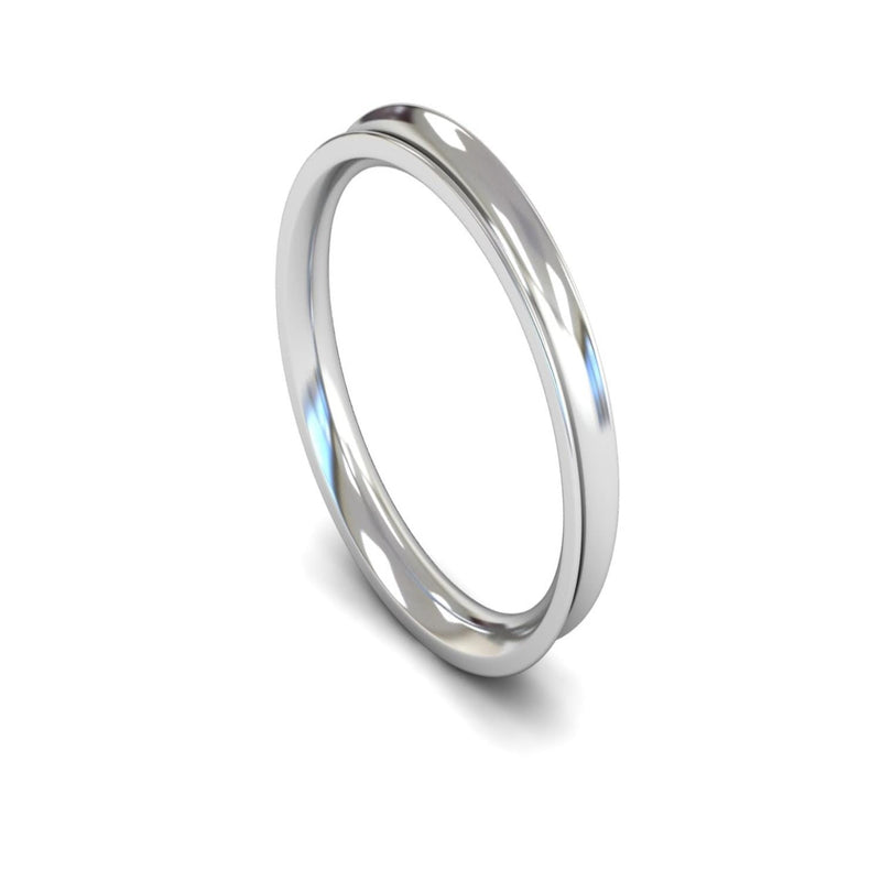 Platinum Concave Wedding Ring 3mm - Medium Weight