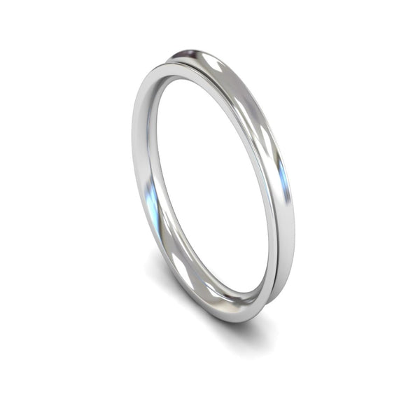 9ct White Gold Concave Wedding Ring 3mm - Medium Weight