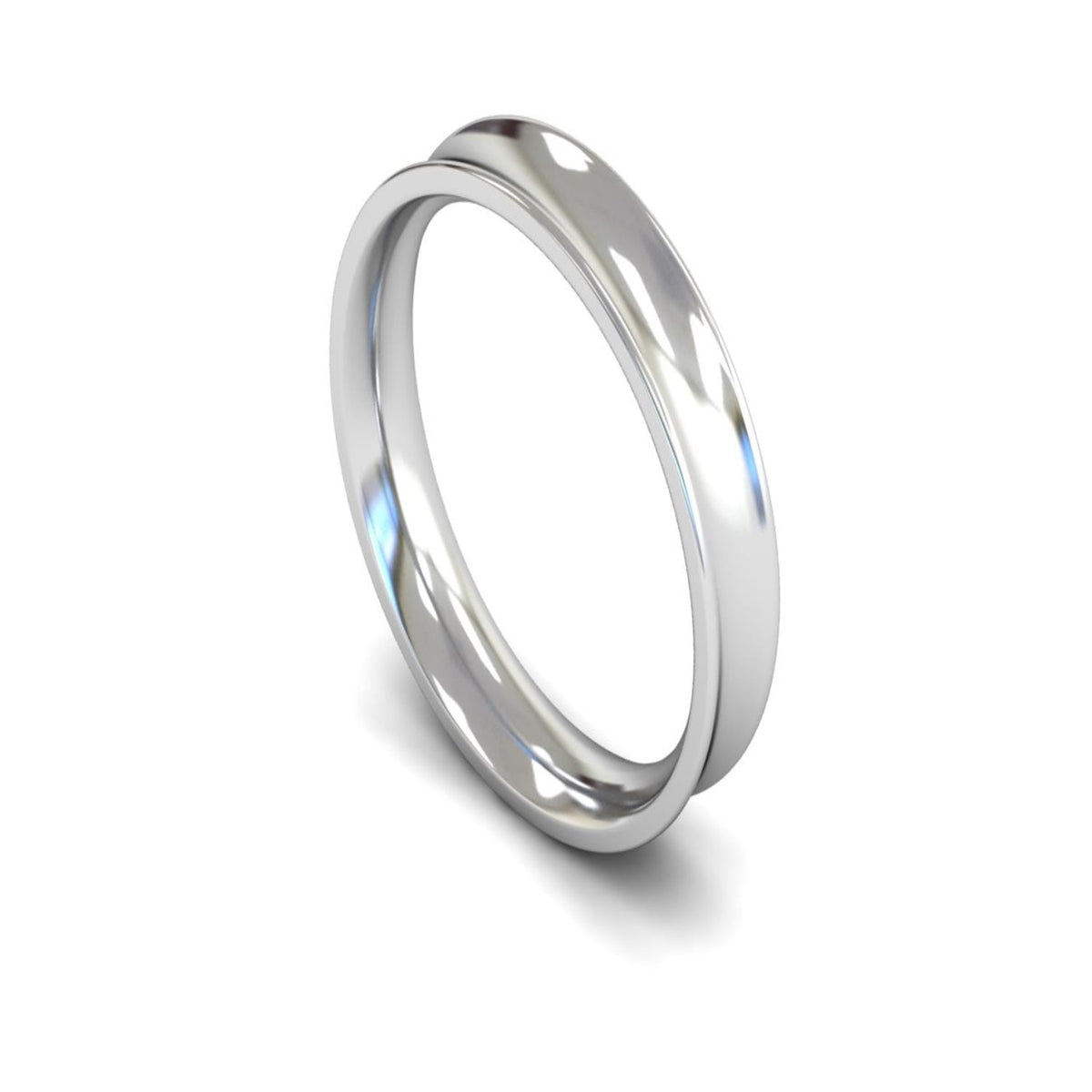 Platinum Concave Wedding Ring 4mm - Medium Weight