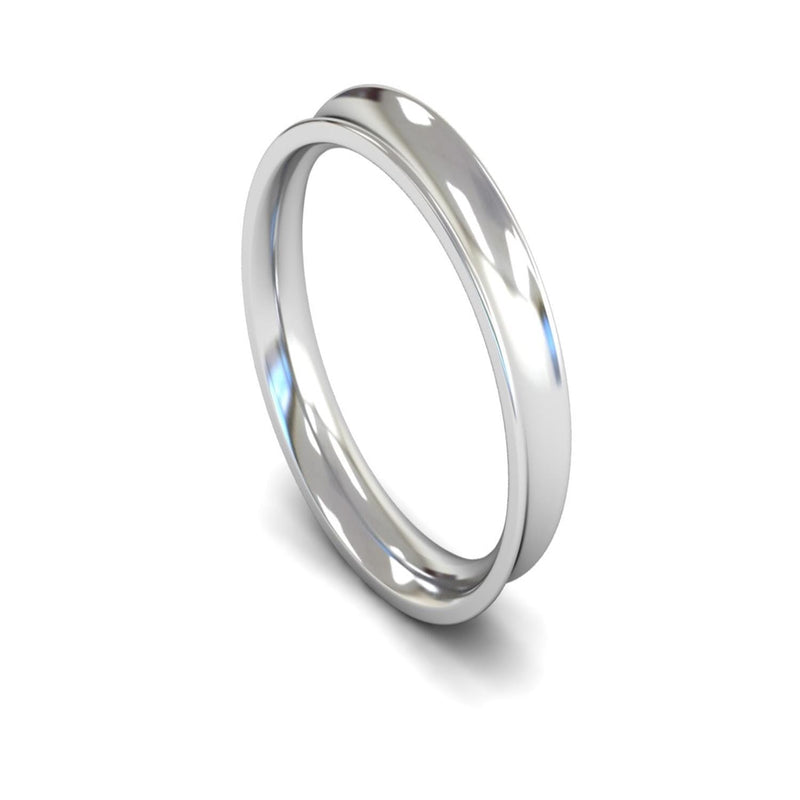 Platinum Concave Wedding Ring 4mm - Medium Weight