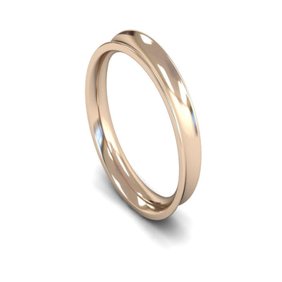 14ct Rose Gold Concave Wedding Ring 4mm - Medium Weight
