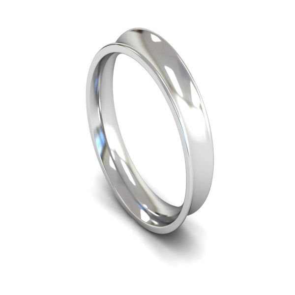 9ct White Gold Concave Wedding Ring 5mm - Medium Weight