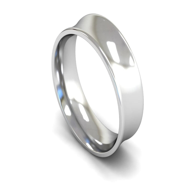 Platinum Concave Wedding Ring 7mm - Medium Weight