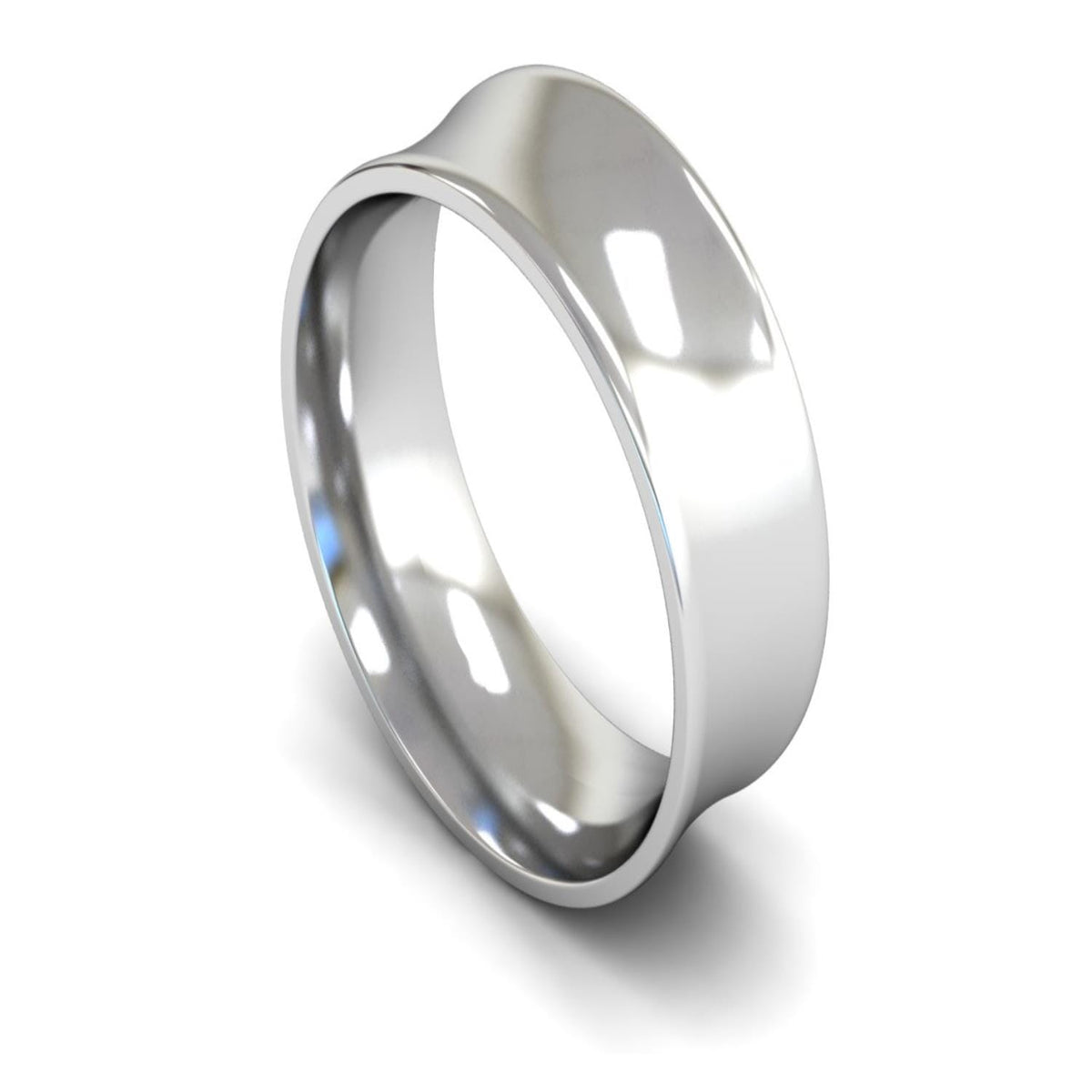Platinum Concave Wedding Ring 8mm - Medium Weight