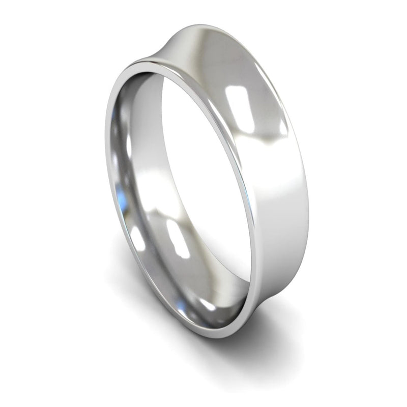 Platinum Concave Wedding Ring 8mm - Medium Weight