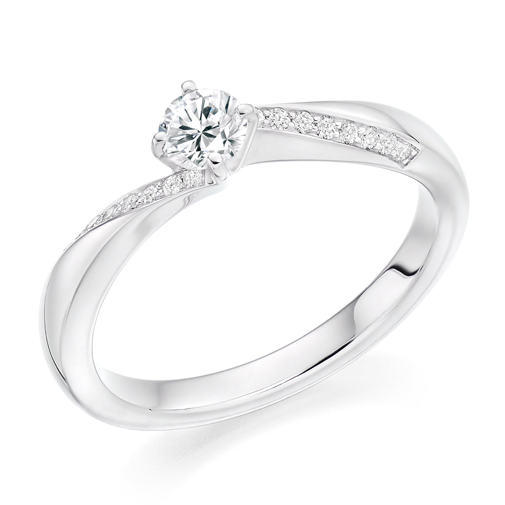 Grain-Set Solitaire Round Brilliant Engagement Ring 0.35ct in White Gold