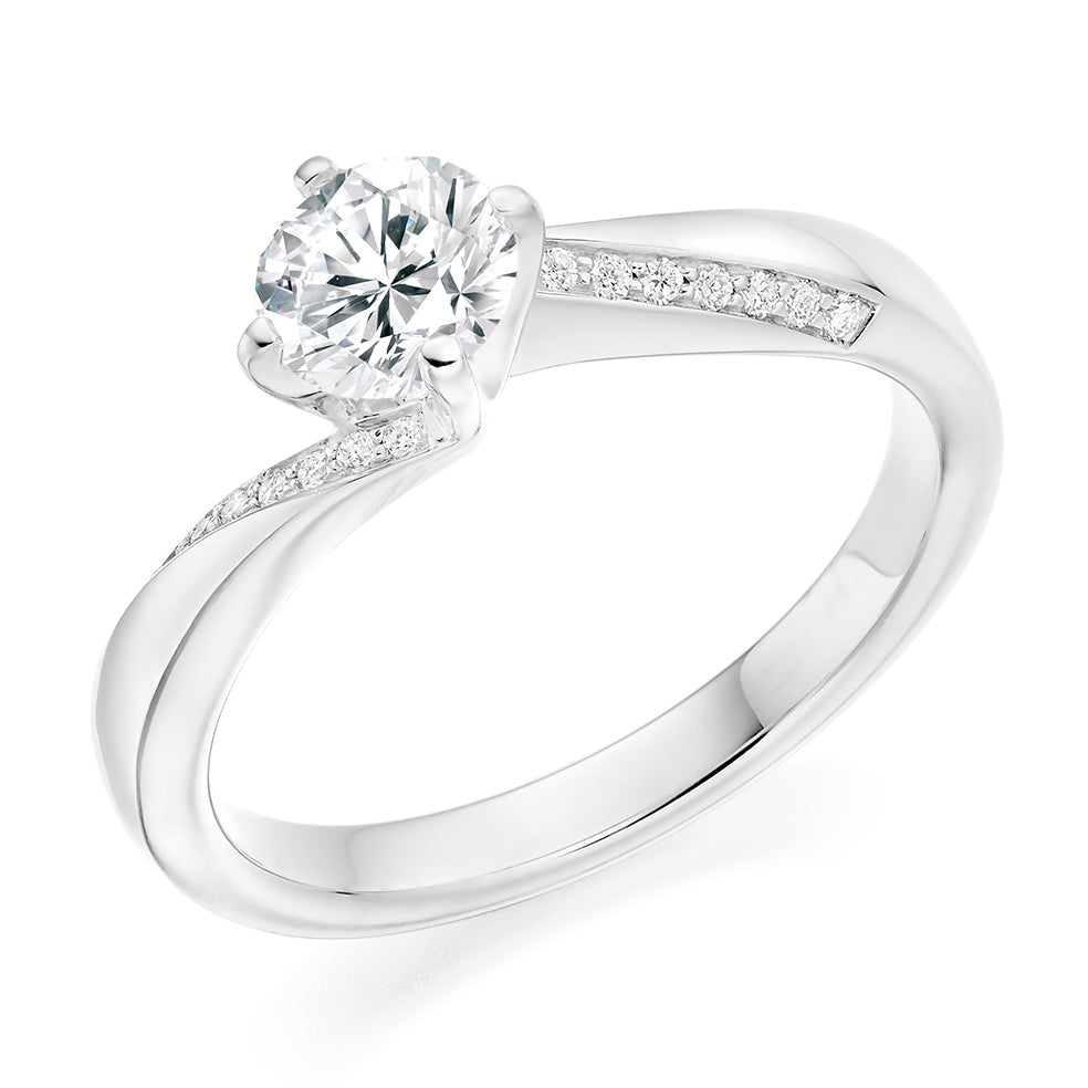 Grain-Set Solitaire Round Brilliant Engagement Ring 0.85ct in White Gold