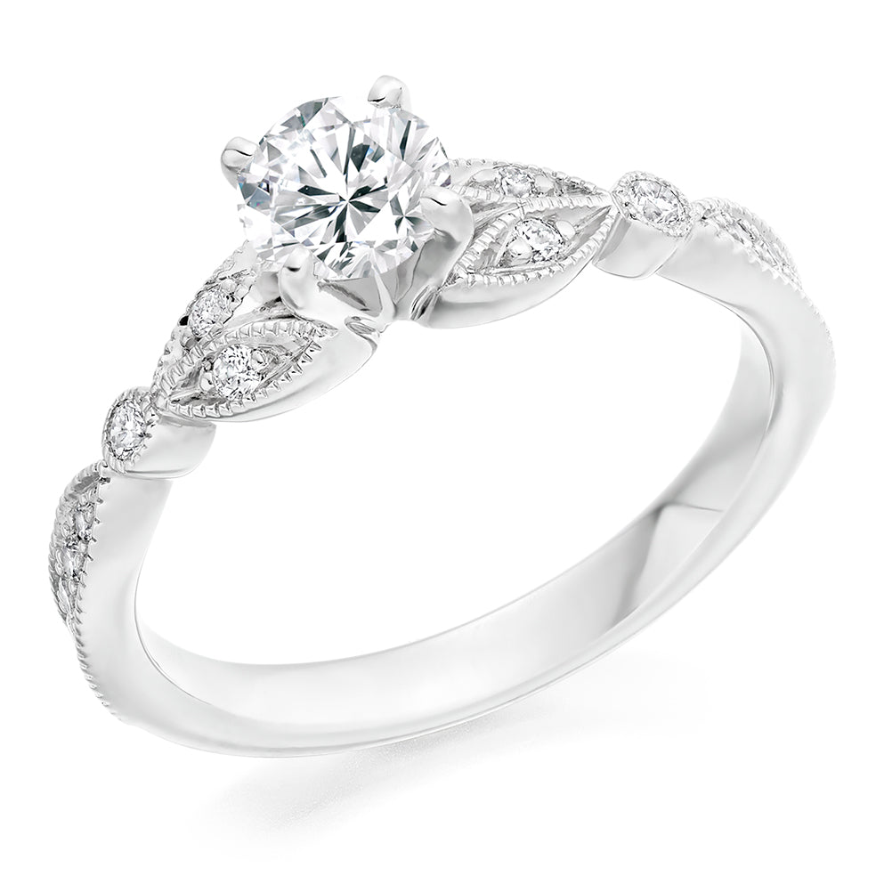 Grain-Set Solitaire Round Brilliant Engagement Ring 0.7ct in White Gold