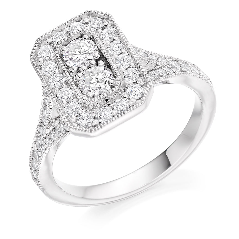 Split-Shoulder Halo Engagement Ring in White Gold