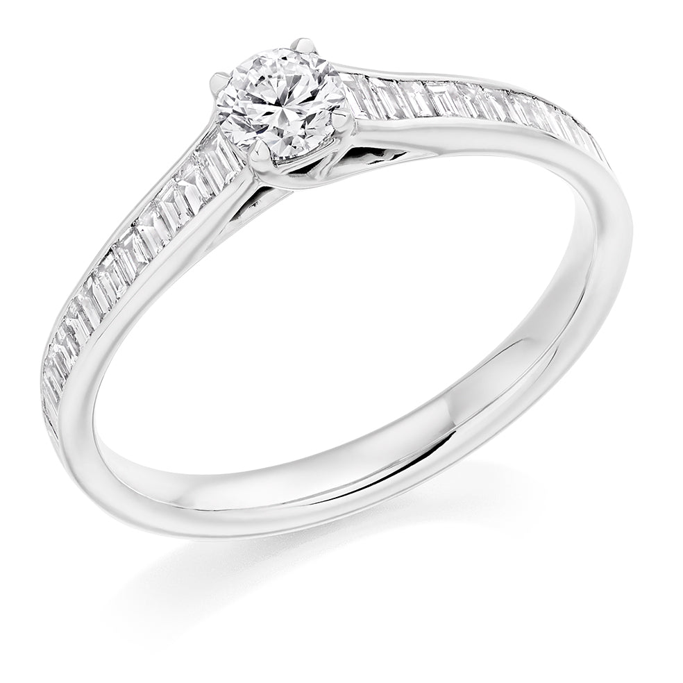Channel-Shouldered Solitaire Round Brilliant Engagement Ring, 0.25ct in White Gold