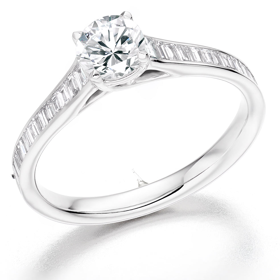 Channel-Set Solitaire Round Brilliant Engagement Ring, 0.33ct in White Gold