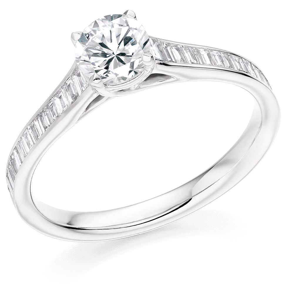 Channel-Set Solitaire Round Brilliant Engagement Ring 0.9ct in White Gold