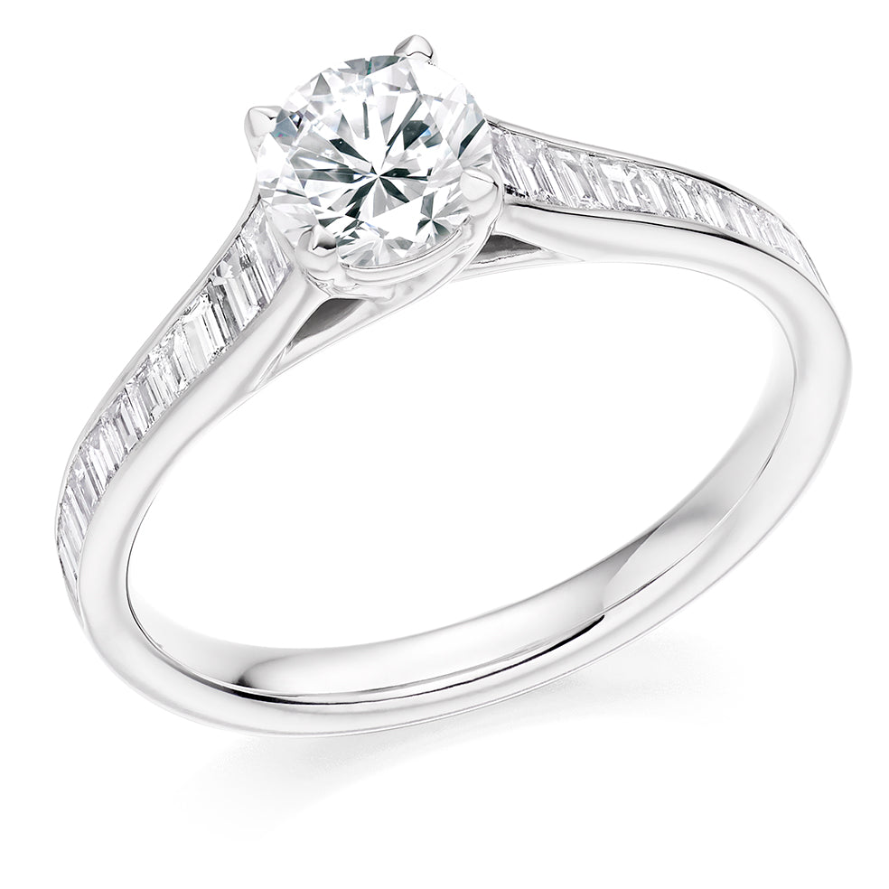 Channel-Shouldered Solitaire Round Brilliant Engagement Ring 1.15ct in White Gold