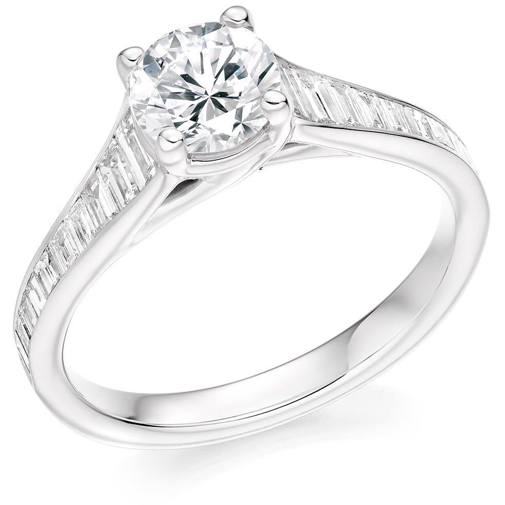 Channel-Set Solitaire Round Brilliant Engagement Ring 1.6ct in White Gold