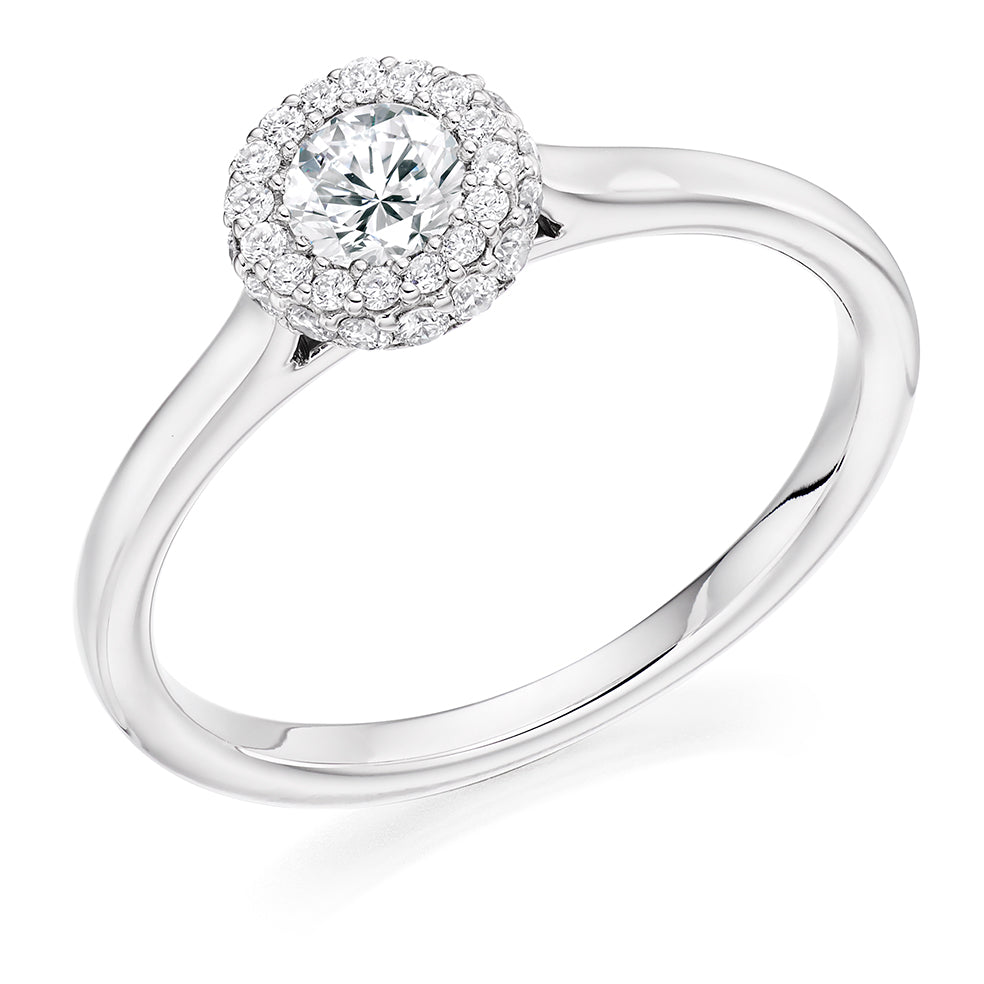 Halo Solitaire Round Brilliant Engagement Ring in White Gold