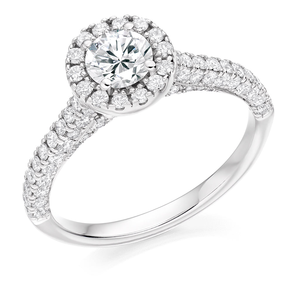 Classic Halo Round Brilliant Engagement Ring 1.5ct in White Gold