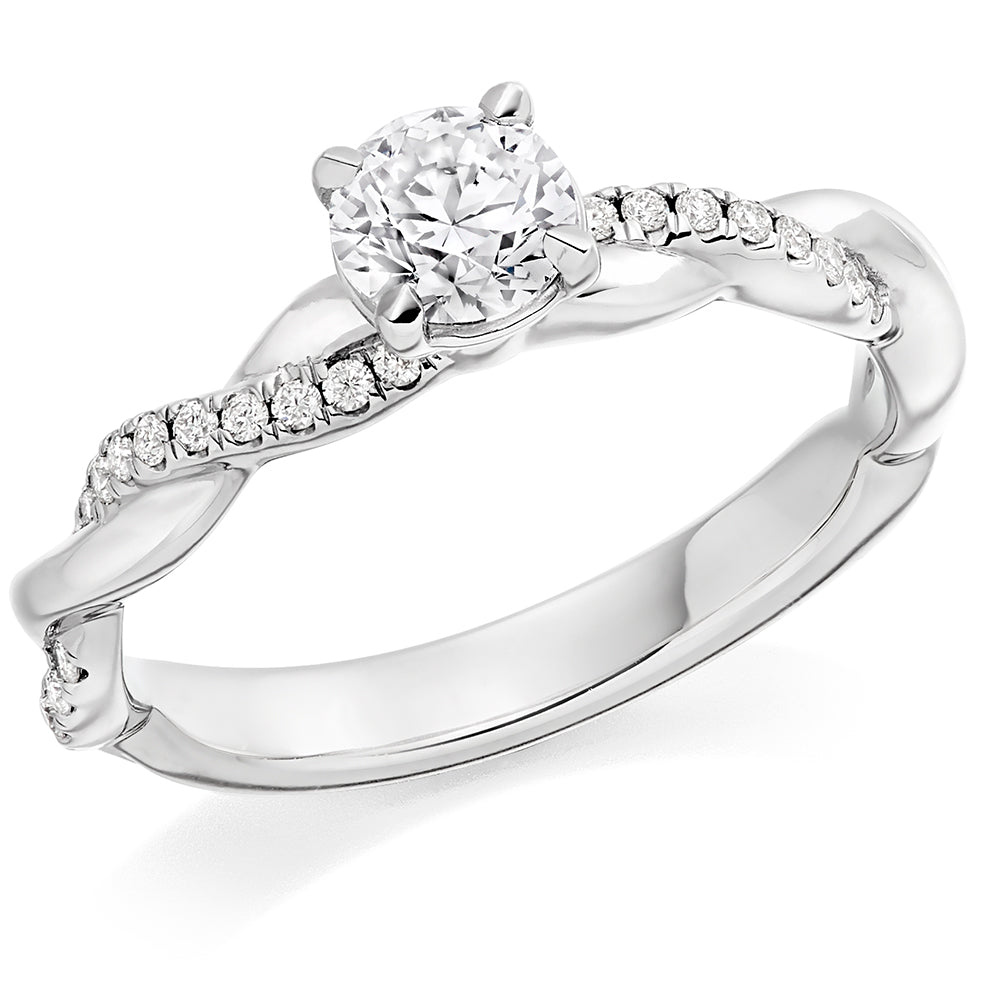 Split-Shoulder Solitaire Round Brilliant Engagement Ring, 0.5ct in White Gold