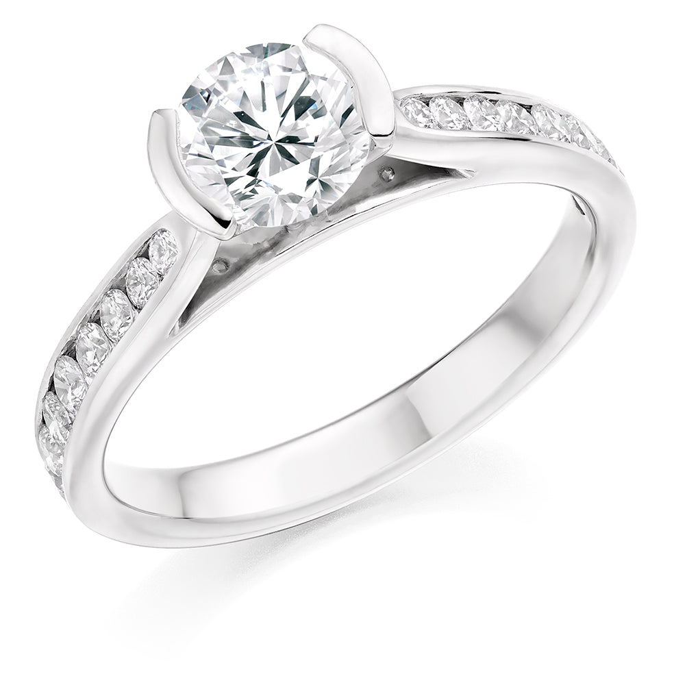 Grain-Set Solitaire Round Brilliant Engagement Ring, 0.9ct in White Gold