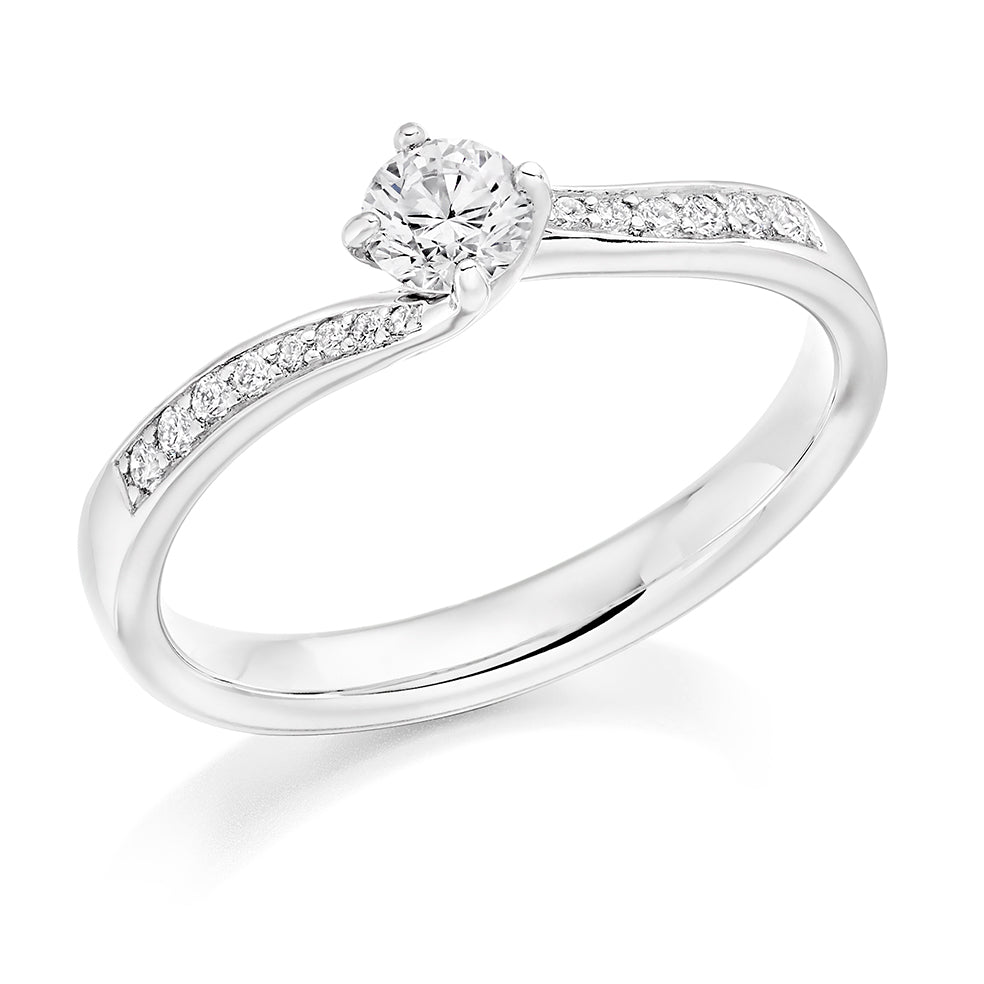 Grain-Set Solitaire Round Brilliant Engagement Ring 0.4ct in White Gold