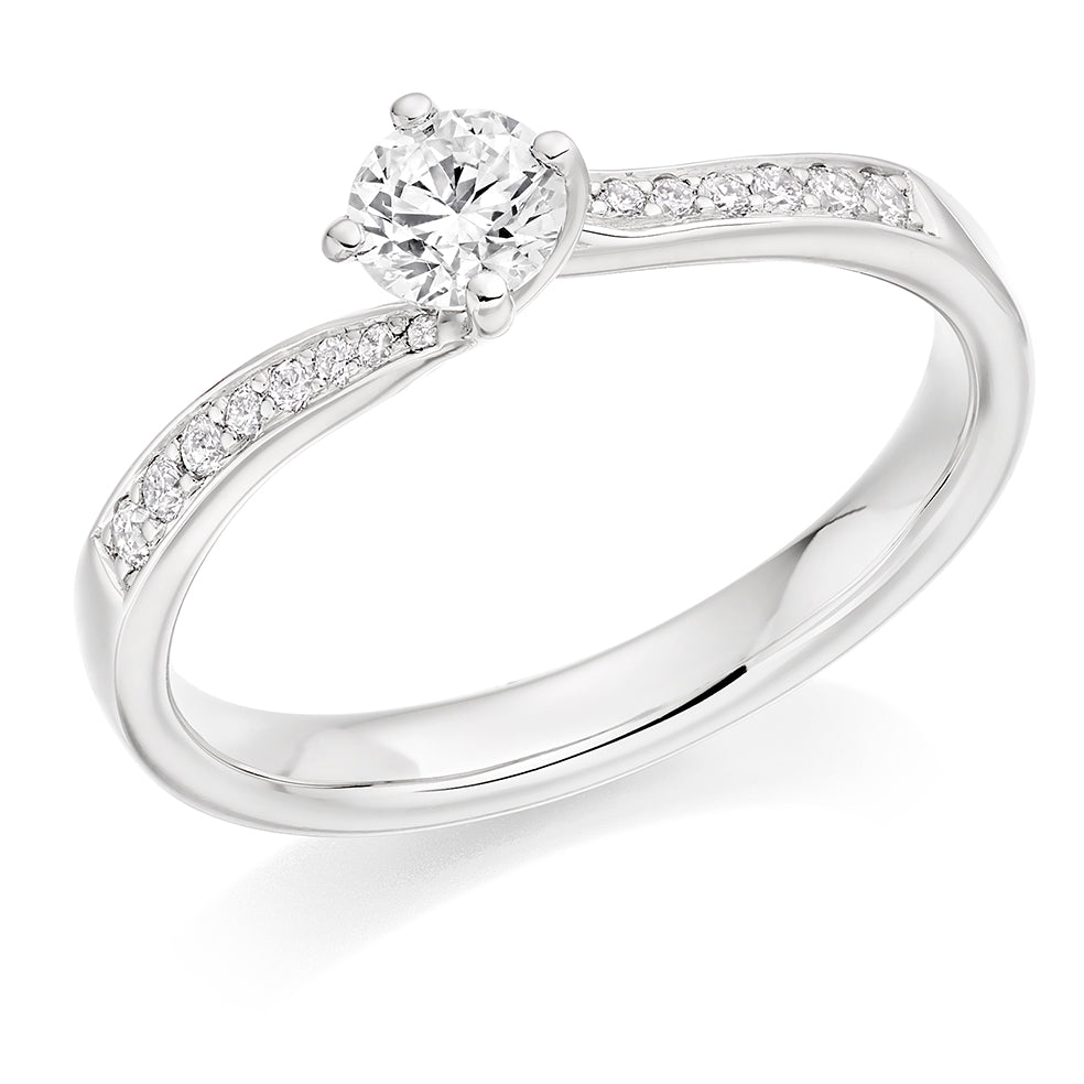 Grain-Set Solitaire Round Brilliant Engagement Ring 0.48ct in White Gold
