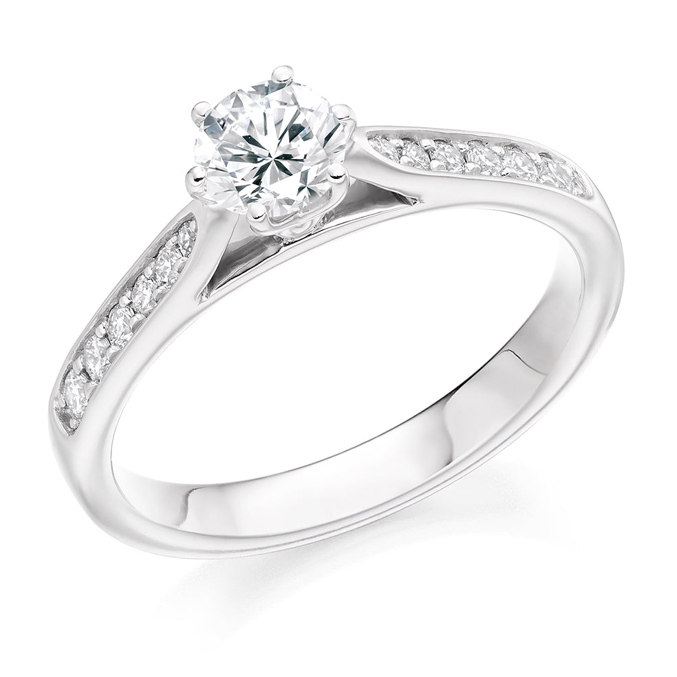 Grain-Set Solitaire Round Brilliant Engagement Ring 0.71ct in White Gold