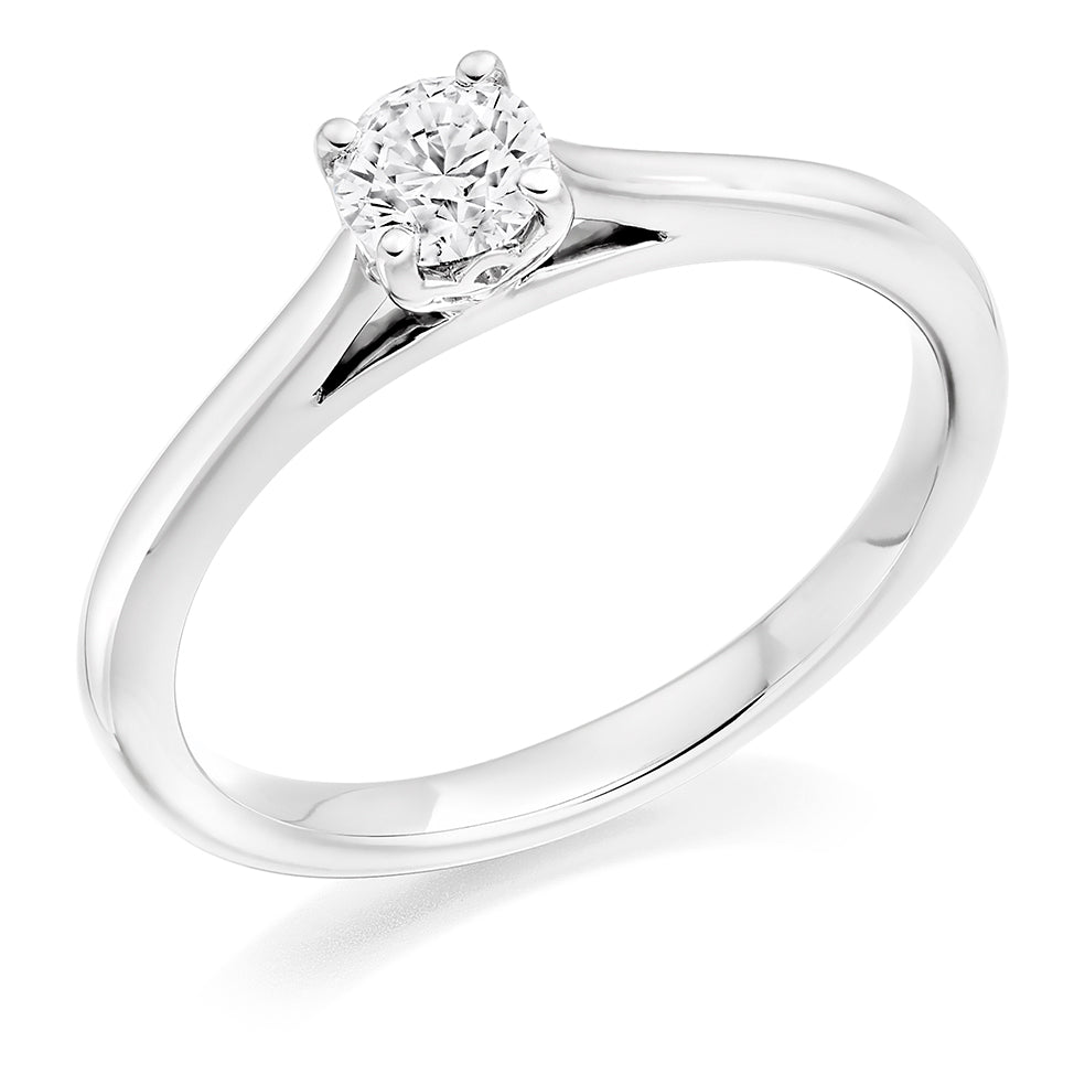 Simple Solitaire Round Brilliant Engagement Ring 0.33ct in White Gold