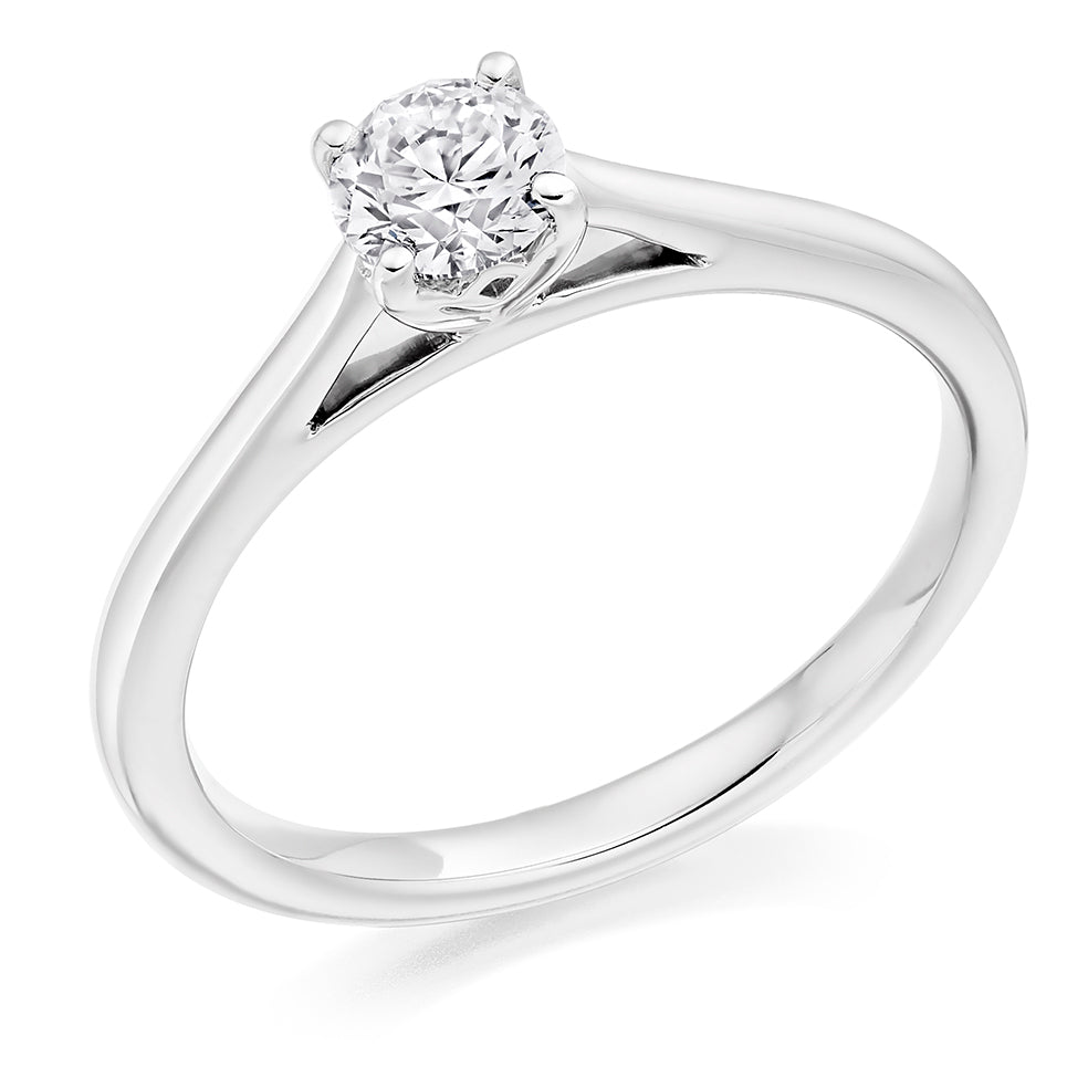 Plain-Band Solitaire Round Brilliant Engagement Ring 0.4ct total in White Gold