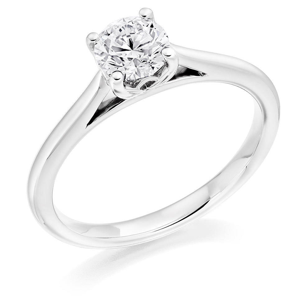 Clean-Band Solitaire Round Brilliant Engagement Ring, 0.6ct in White Gold
