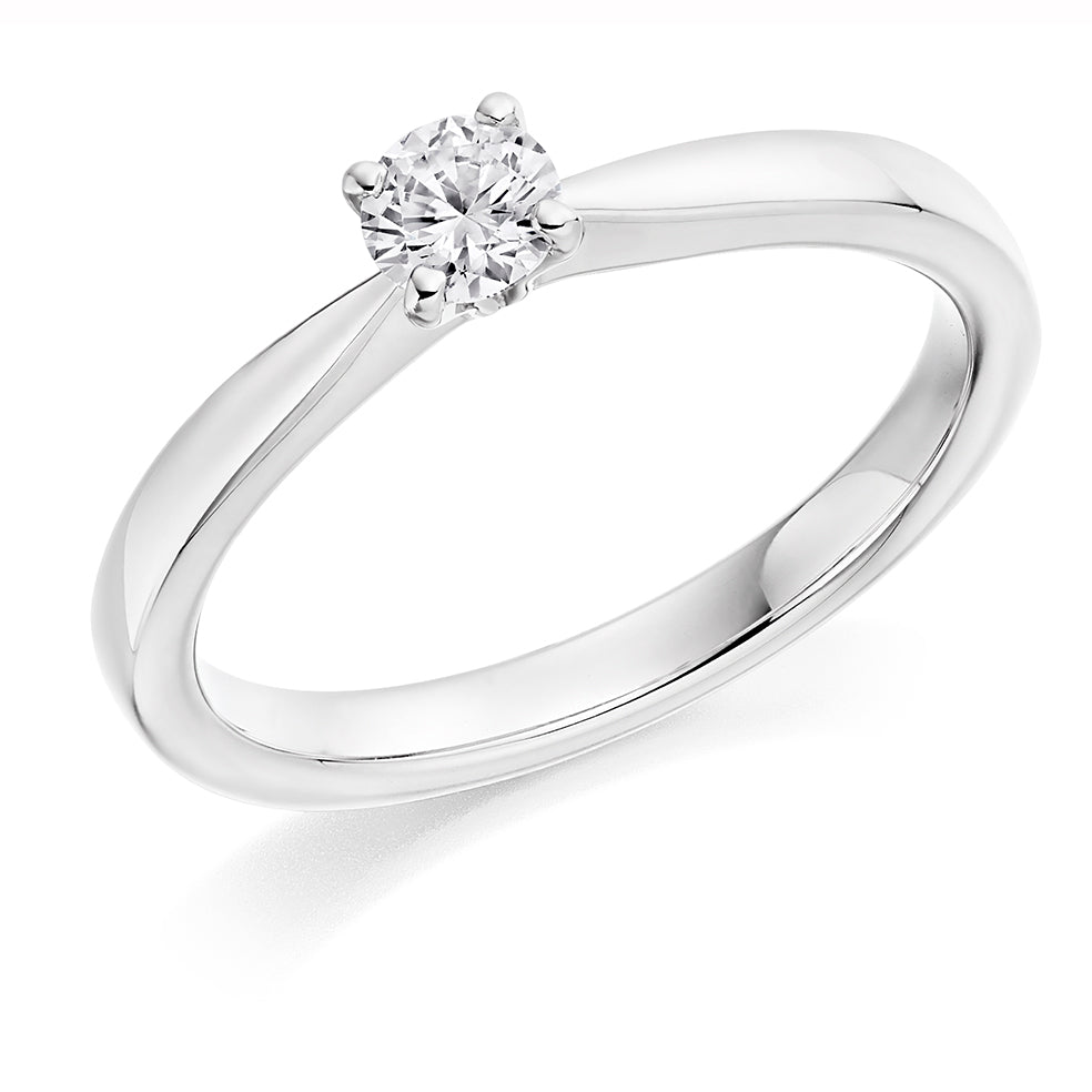 Simple Solitaire Round Brilliant Engagement Ring 0.25ct in White Gold