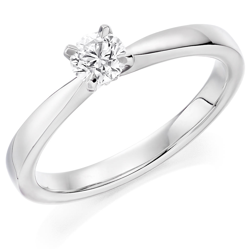 Plain-Band Solitaire Round Brilliant Engagement Ring, 0.33ct in White Gold