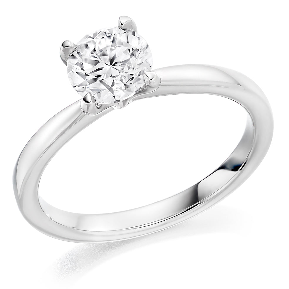 Solitaire Round Brilliant Engagement Ring 0.9ct in White Gold