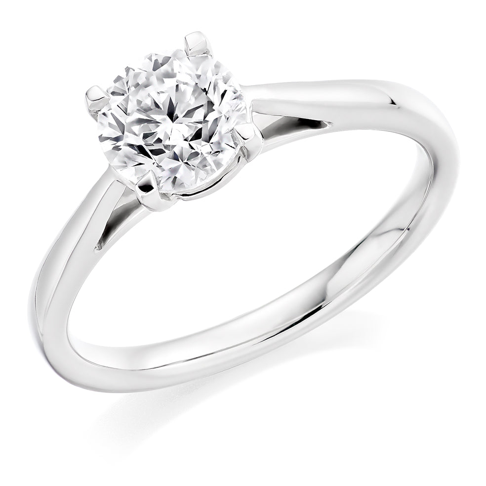 Simple Solitaire Round Brilliant Engagement Ring, 0.9ct in White Gold