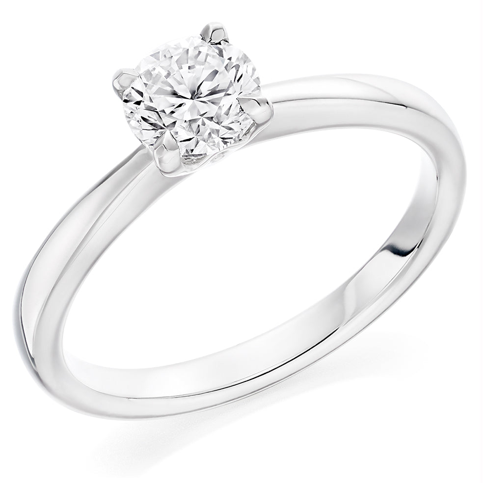 Simple Solitaire Round Brilliant Engagement Ring 0.6ct in White Gold