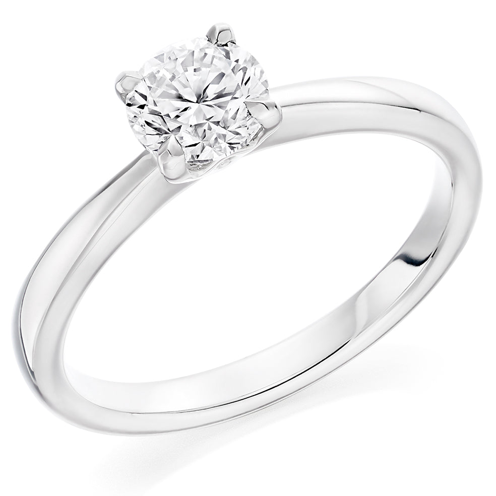Clean-Band Solitaire Round Brilliant Engagement Ring 0.75ct in White Gold